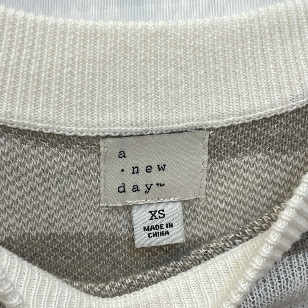 A New Day Animal Print Striped Crewneck Pullover Cotton Sweater Size XS - Picture 7 of 12